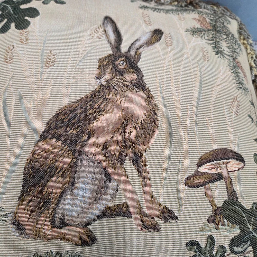 Vintage Charlotte Home Furnishings The Hare I French Tapestry Rabbit Pillow Trim